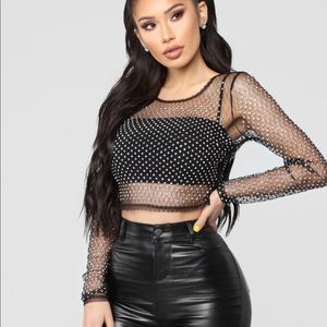 Mesh studded crop top